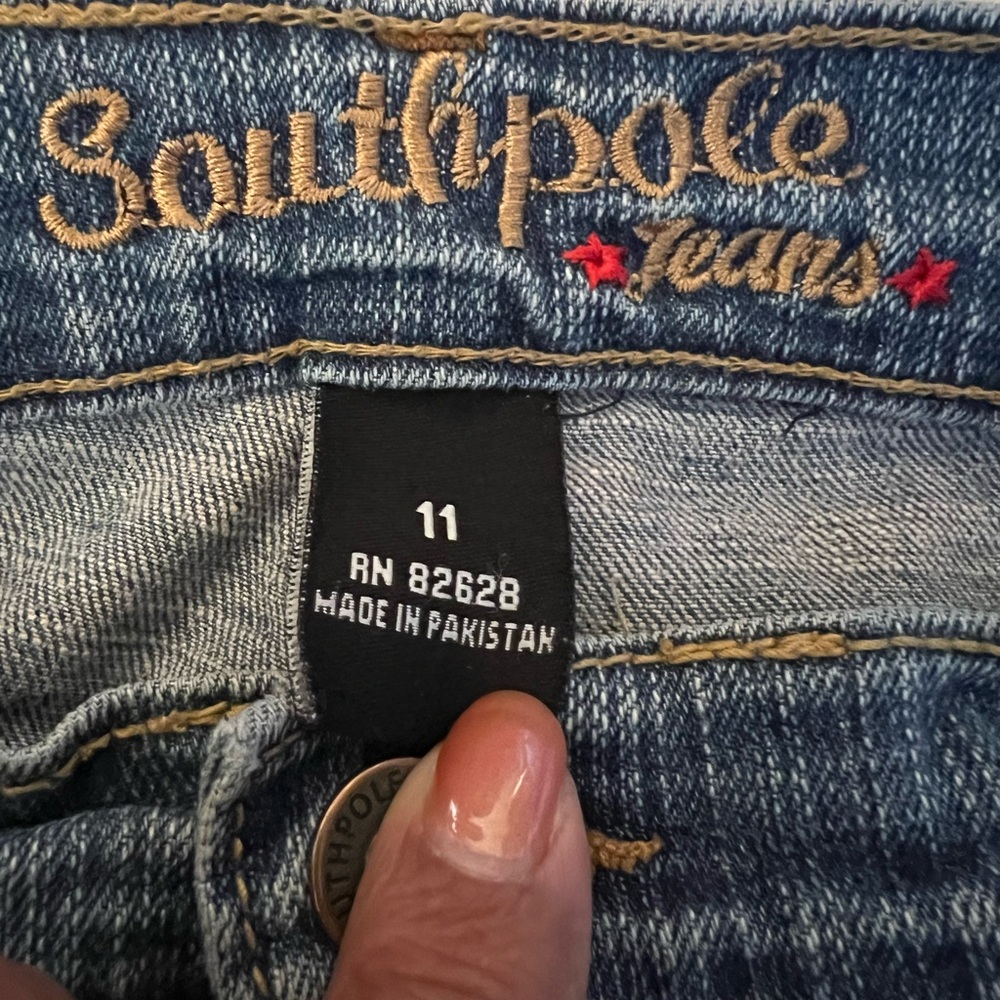 Southpole Y2K Bootcut Jeans Medium Wash Distressed Hem Size 11 – Vintage 2000s - Picture 3 of 5
